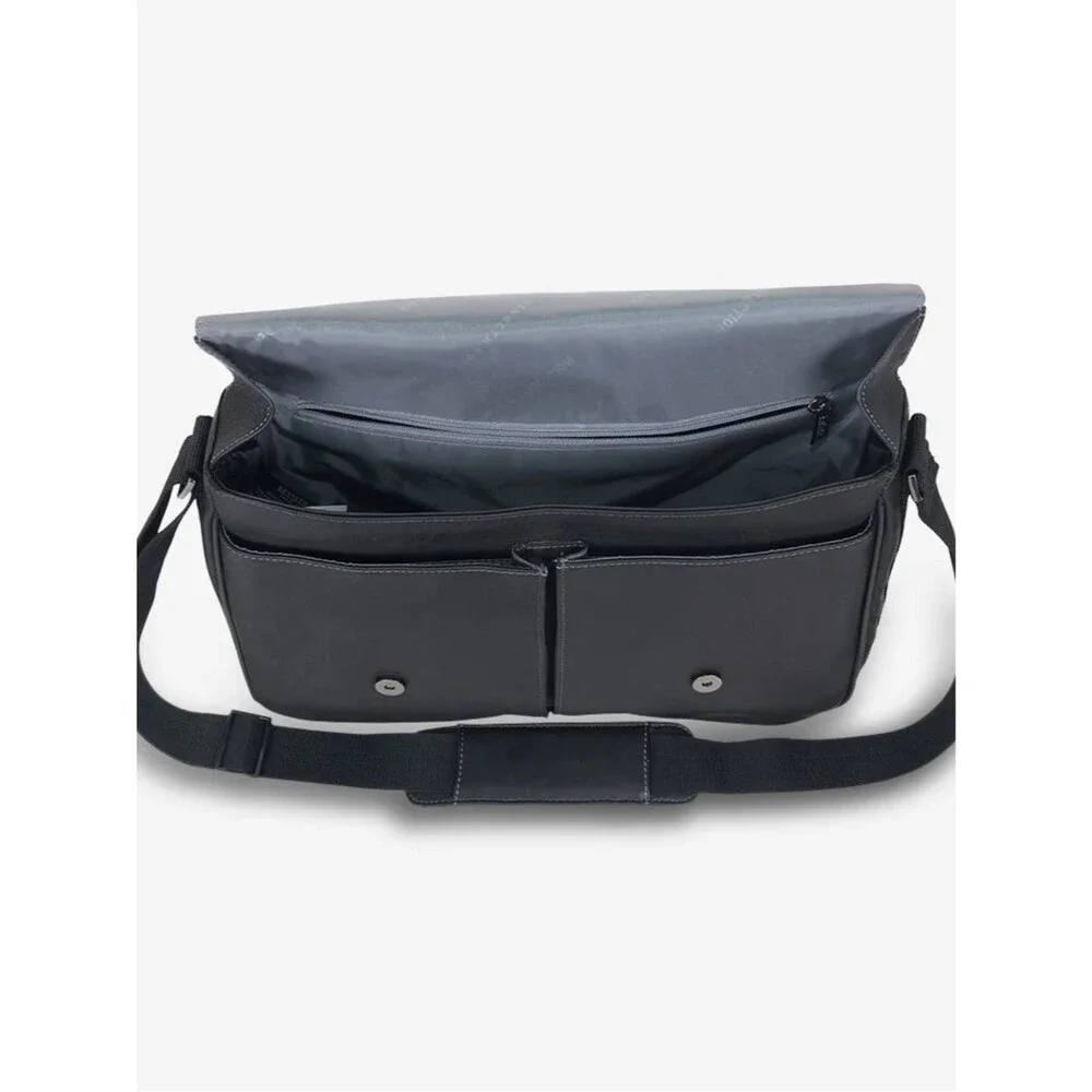 Kenneth Cole Black Leather Messenger COLOMBIAN LEATHER CROSSBODY MESSENGER BAG